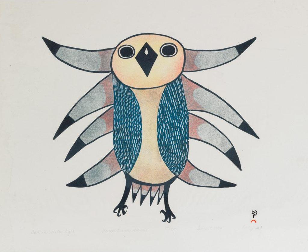 Lucy Qinnuayuak (1915-1982) - Owl In Winter Light