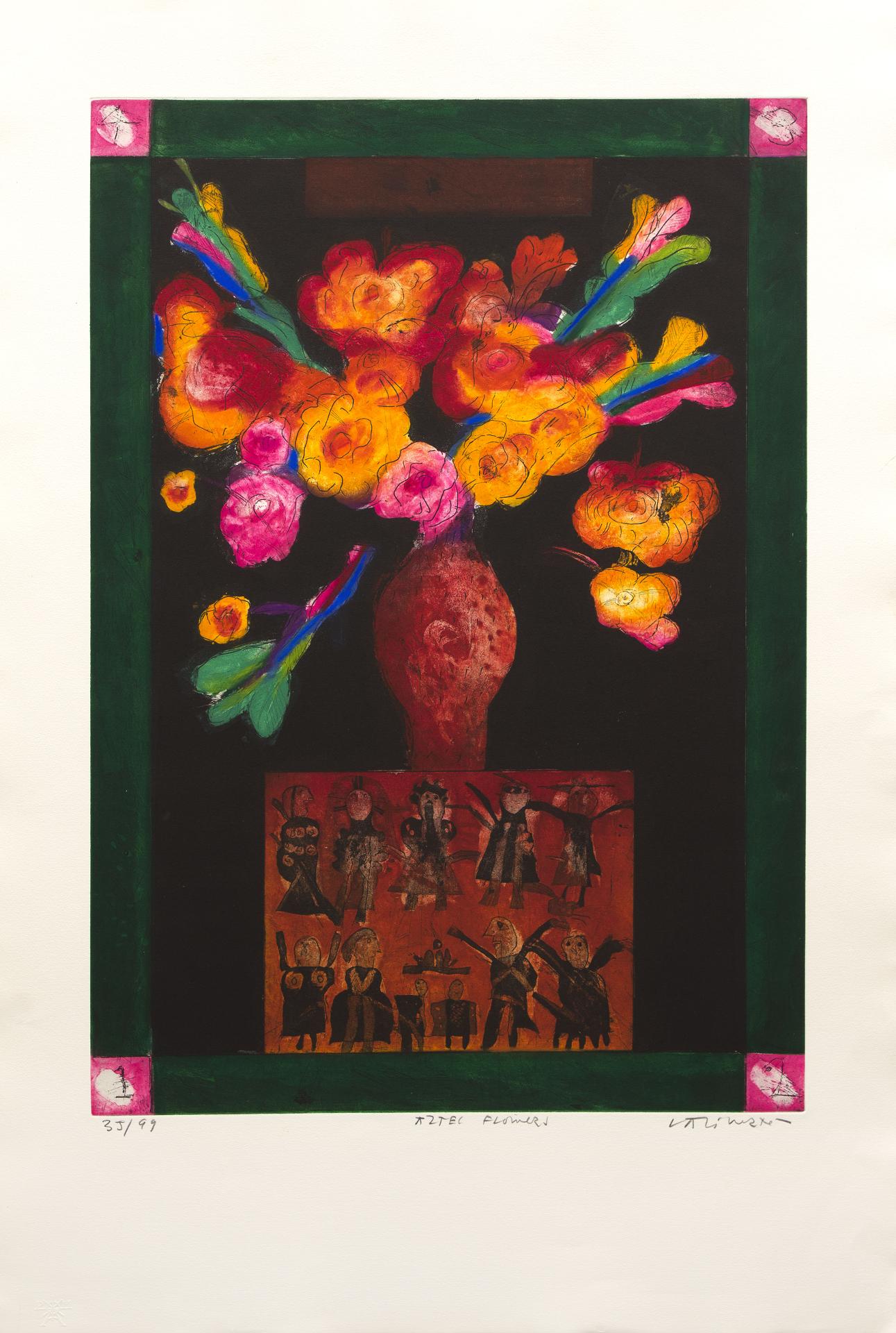 Norman Laliberte (1925-2021) - Aztec Flowers, c. 1991