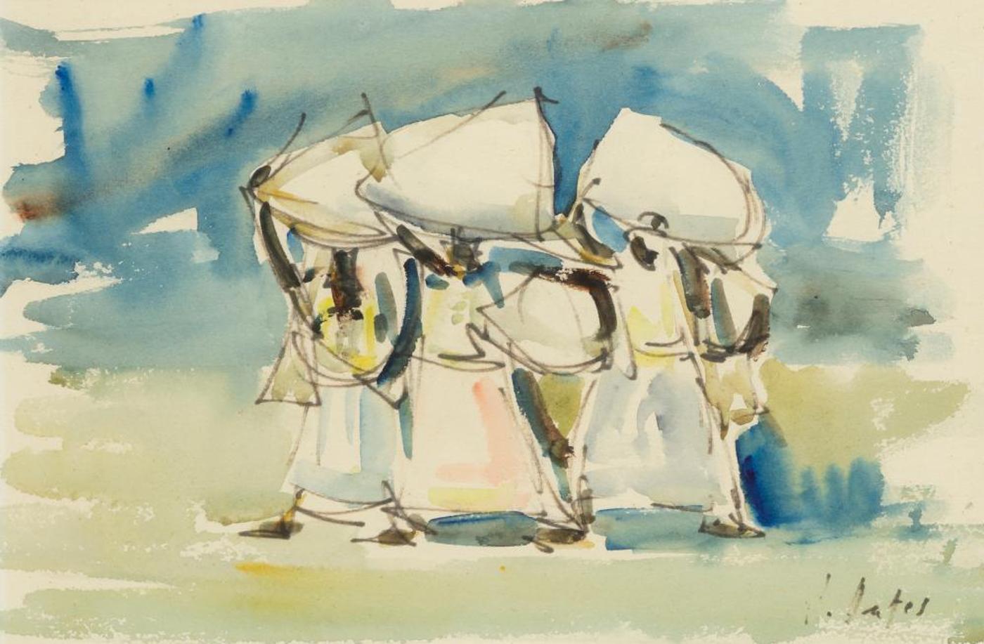 Jaime Oates (1912-2005) - Untitled - Women Going to Market