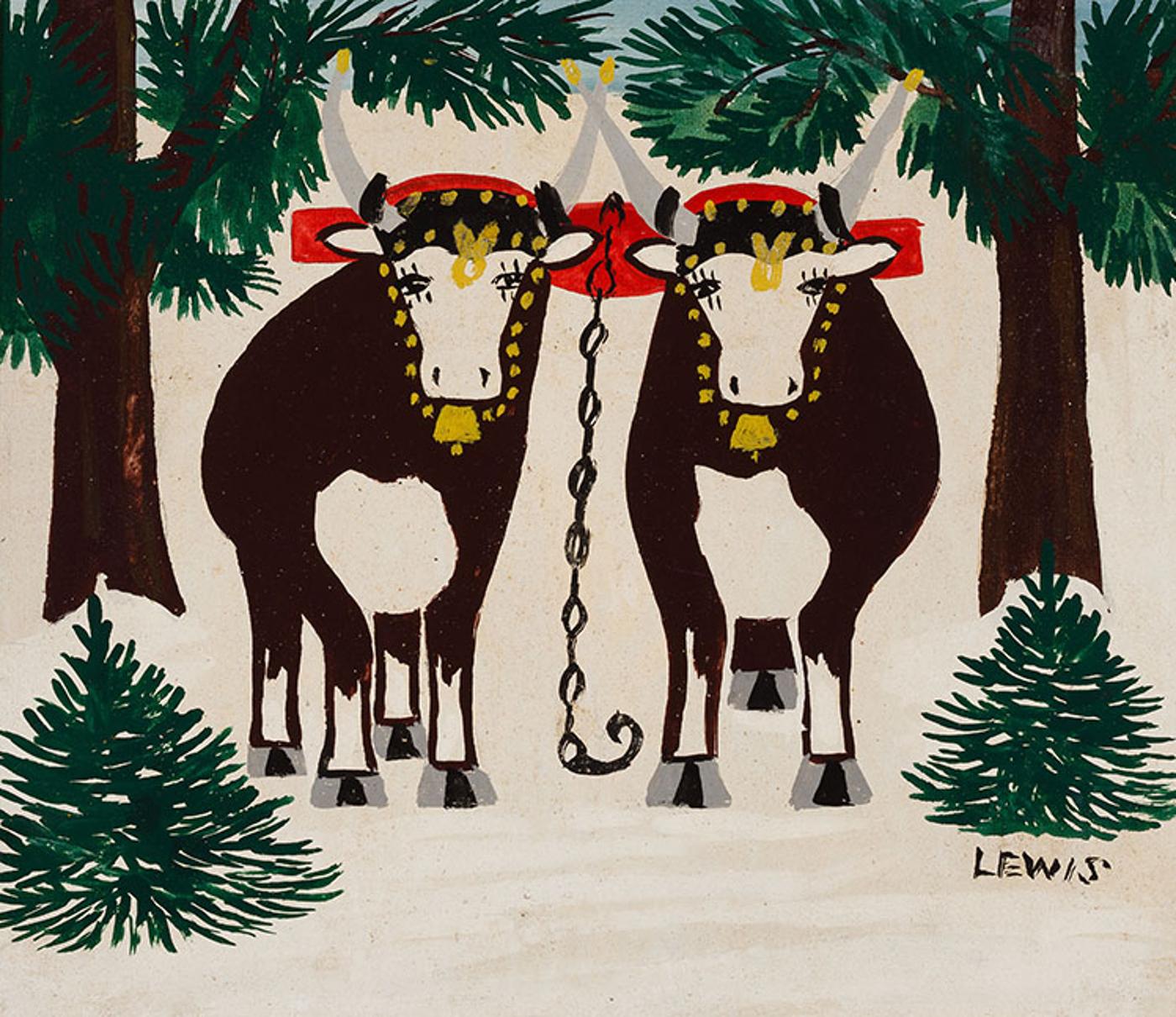 Maud Kathleen Lewis (1903-1970) - Two Oxen