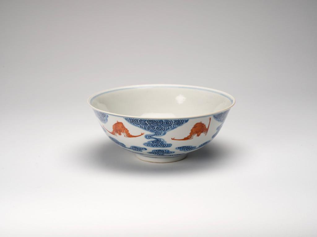 Chinese Art - A Chinese Blue, White and Iron Red 'Bat' Bowl, Guangxu Mark and Period (1875-1908)
