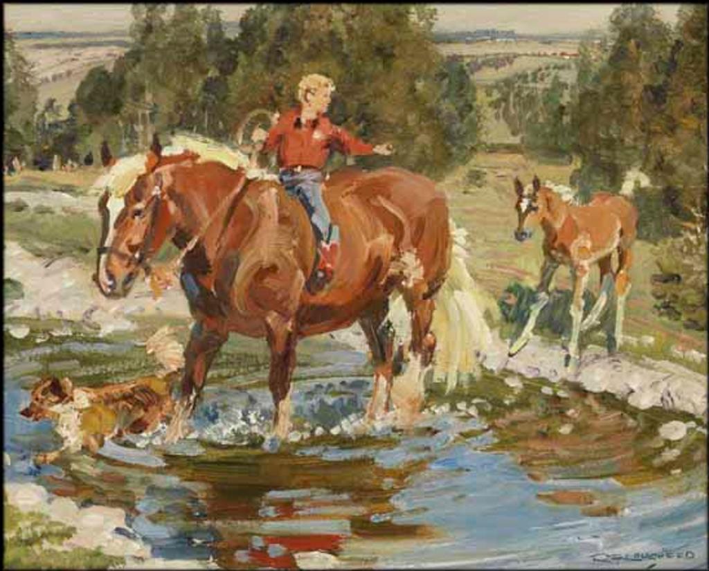 Robert Elmer Lougheed (1901-1982) - Fording the Stream