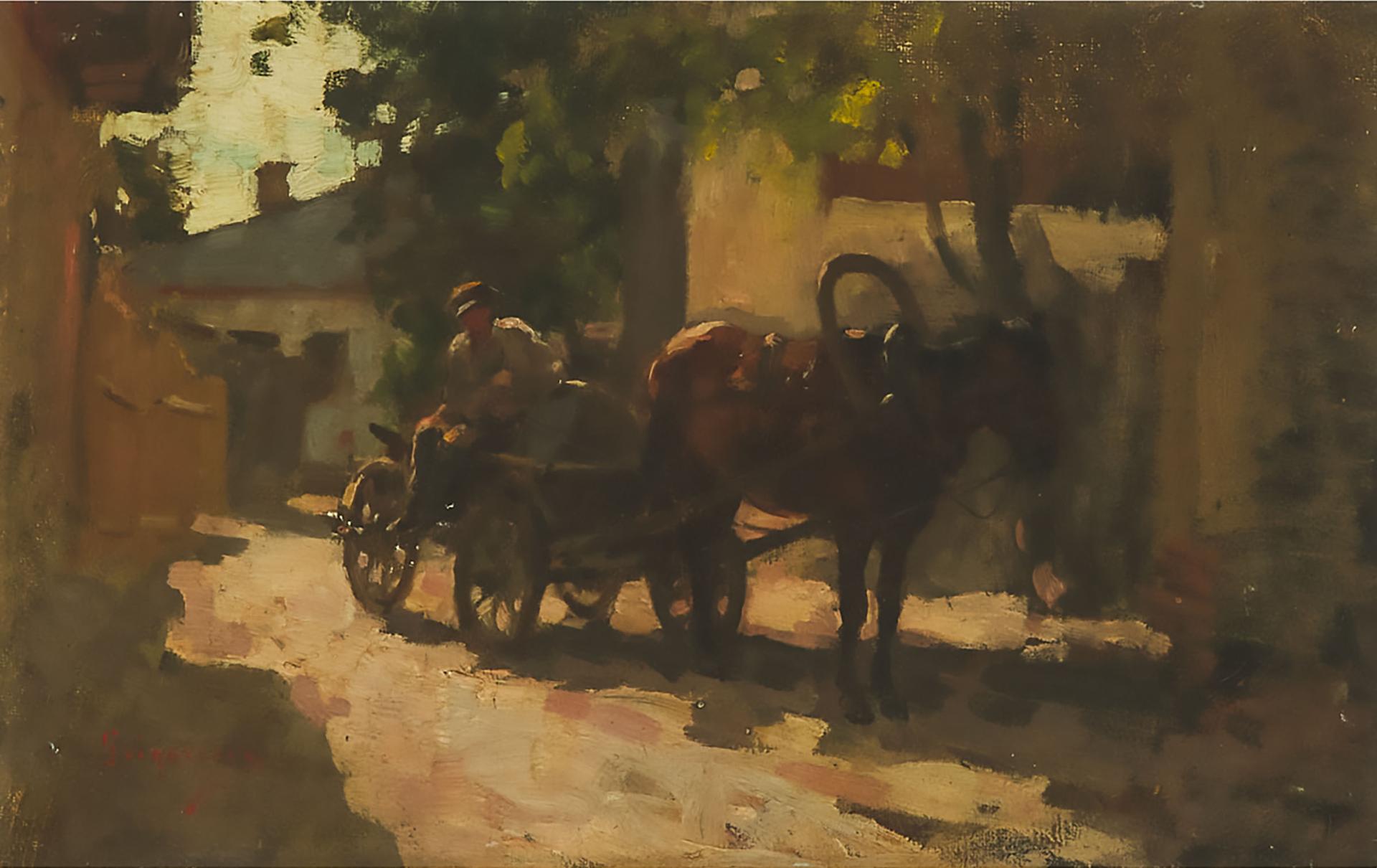 Nicolae Grigorescu - Farmer And Cart In A Shaded Village Lane