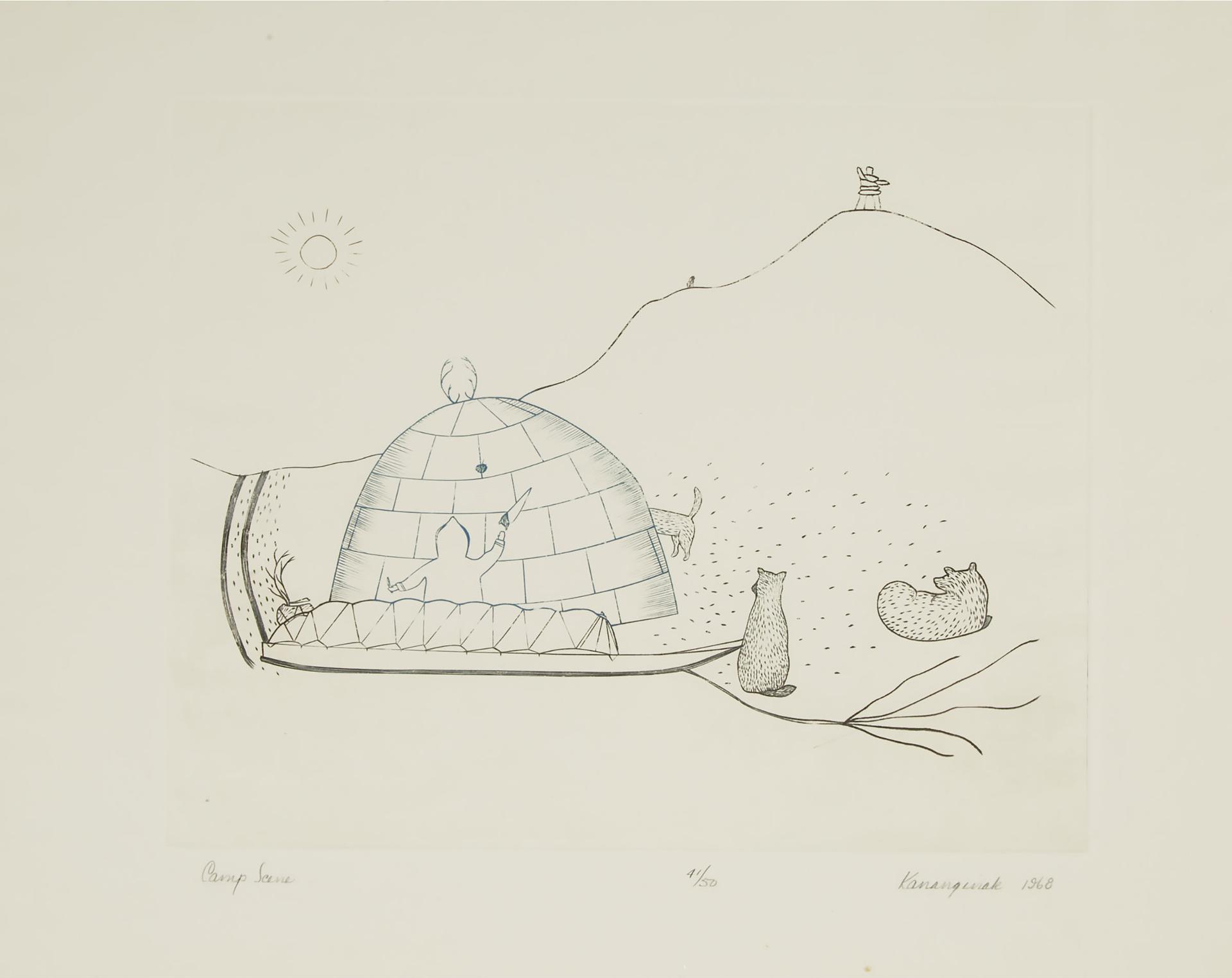 Kananginak Pootoogook (1935-2010) - Camp Scene