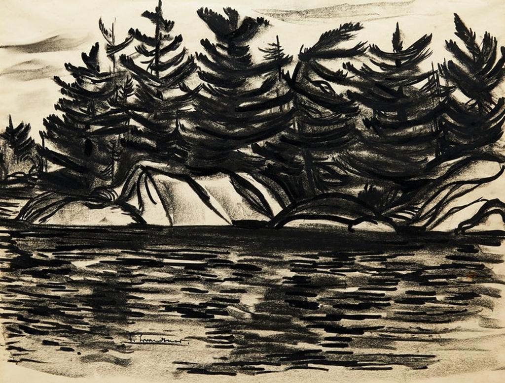 Fritz Brandtner (1896-1969) - Untitled (Trees on a Rocky Shore)