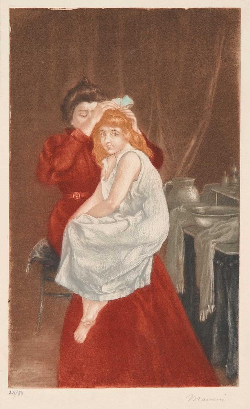 Charles Maurin - Untitled - Mother Combing Daughter's Hair  #24/50