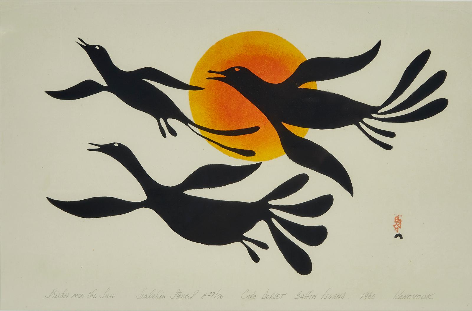 Kenojuak Ashevak (1927-2013) - Birds Over The Sun