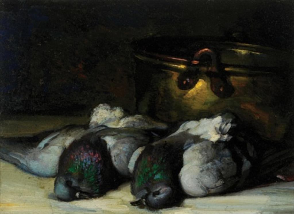 Albert Curtis Williamson (1867-1944) - Still Life With Pigeons & Copper Pot