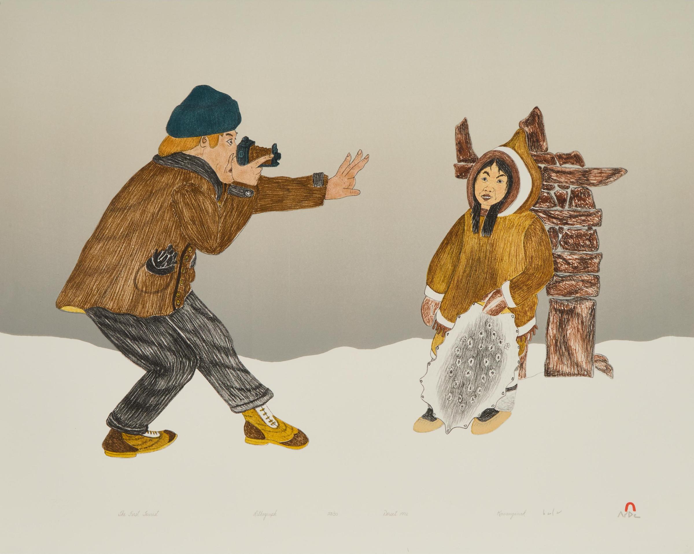 Kananginak Pootoogook (1935-2010) - The First Tourist, 1992