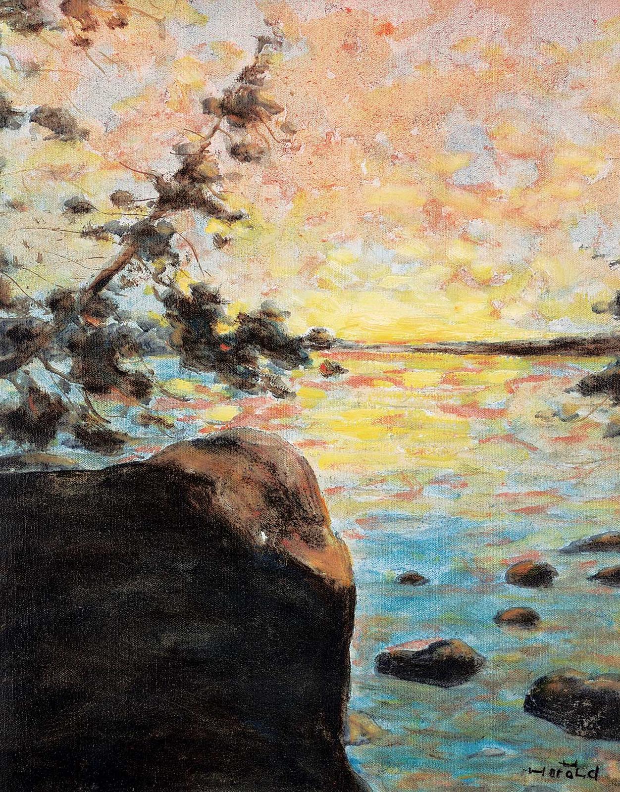 Hans Herold (1925-2011) - Sunset at Waskesiu