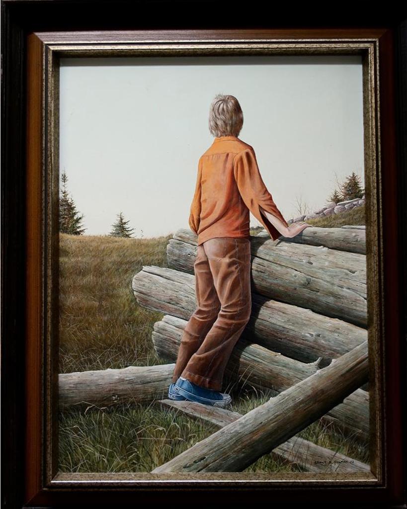 Grant Bourne Hillman (1935-2004) - Untitled (Young Boy By Logs On The Lookout)