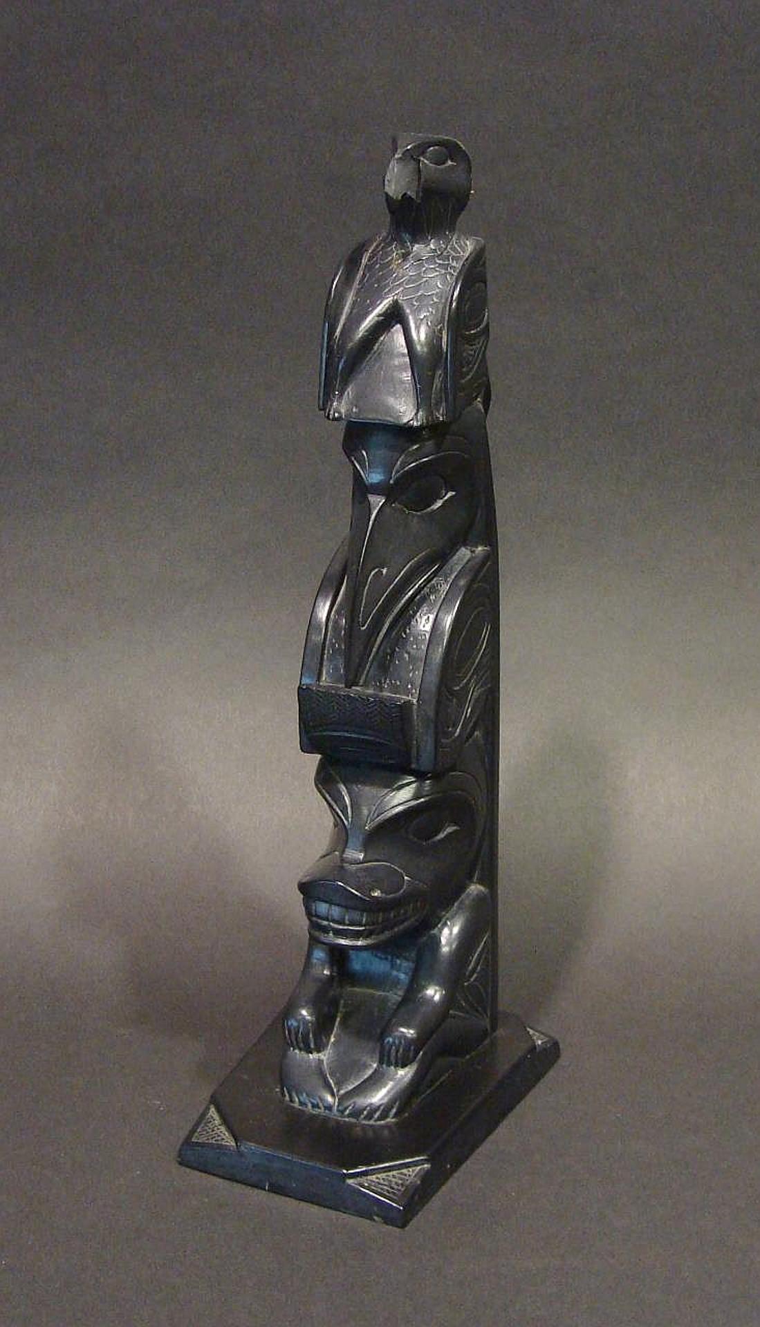 Rufus Moody (1923-1998) - argillite three figure pole