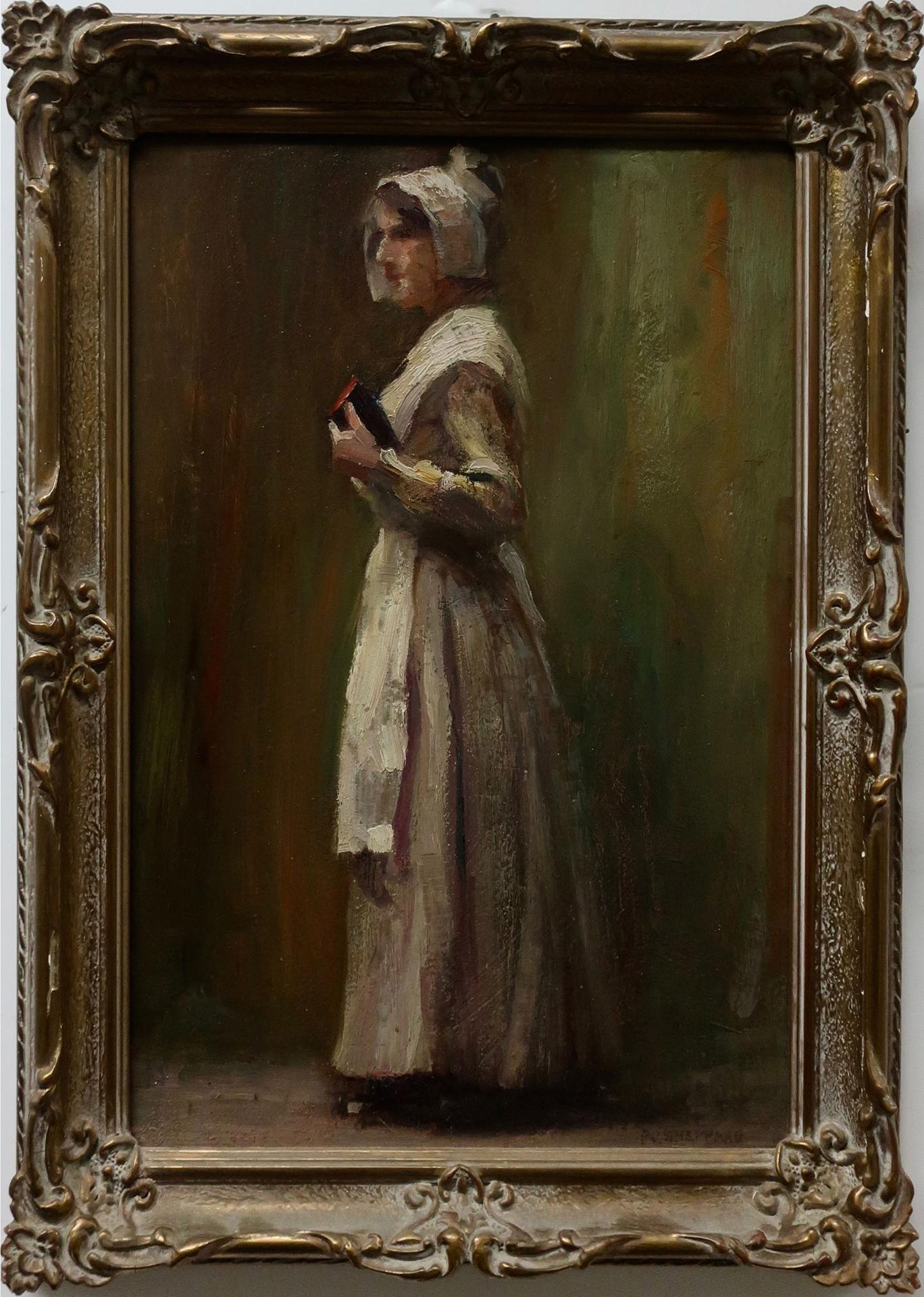 Peter Clapham (P.C.) Sheppard (1882-1965) - Untitled (Standing Woman Holding A Bible)