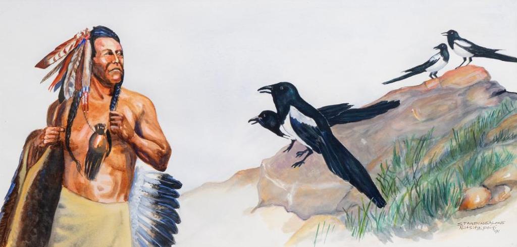 Henry [Niitsitaipoiyi] Standing Alone (1935-2010) - Untitled - Magpies