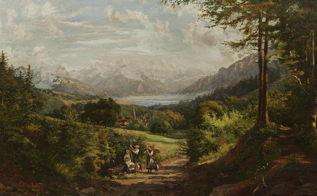 Charles Jones (C. J.) Way (1834-1919) - Mountainous Landscape with Figures