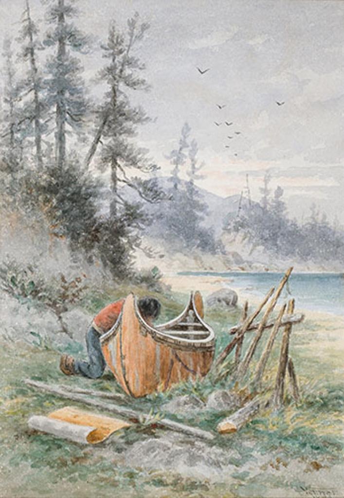 Frederick Arthur Verner (1836-1928) - Making a Canoe