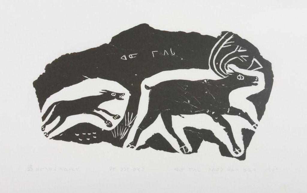 Annie Mikpiga (1900-1984) - Untitled (Caribou And Wolf)