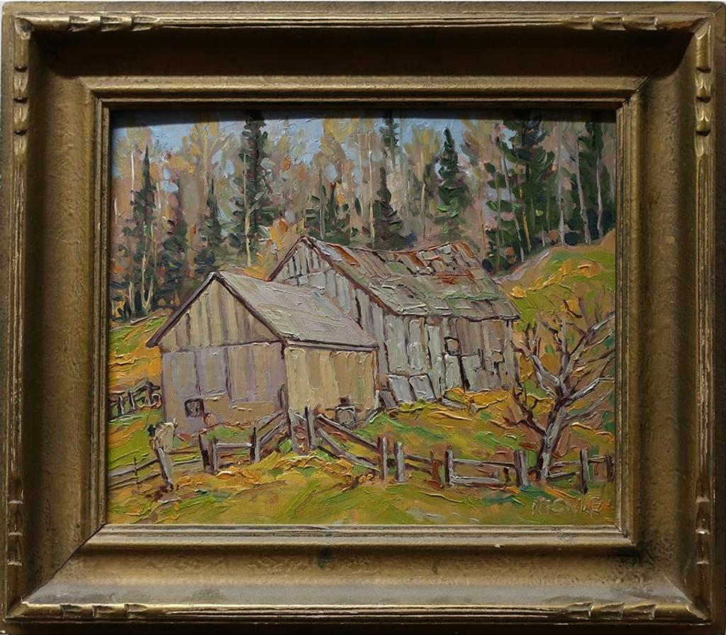 Lawrence Nickle (1931-2014) - Cow Barn At The Andrew's Farm, East Of Burk's Falls, Ont.