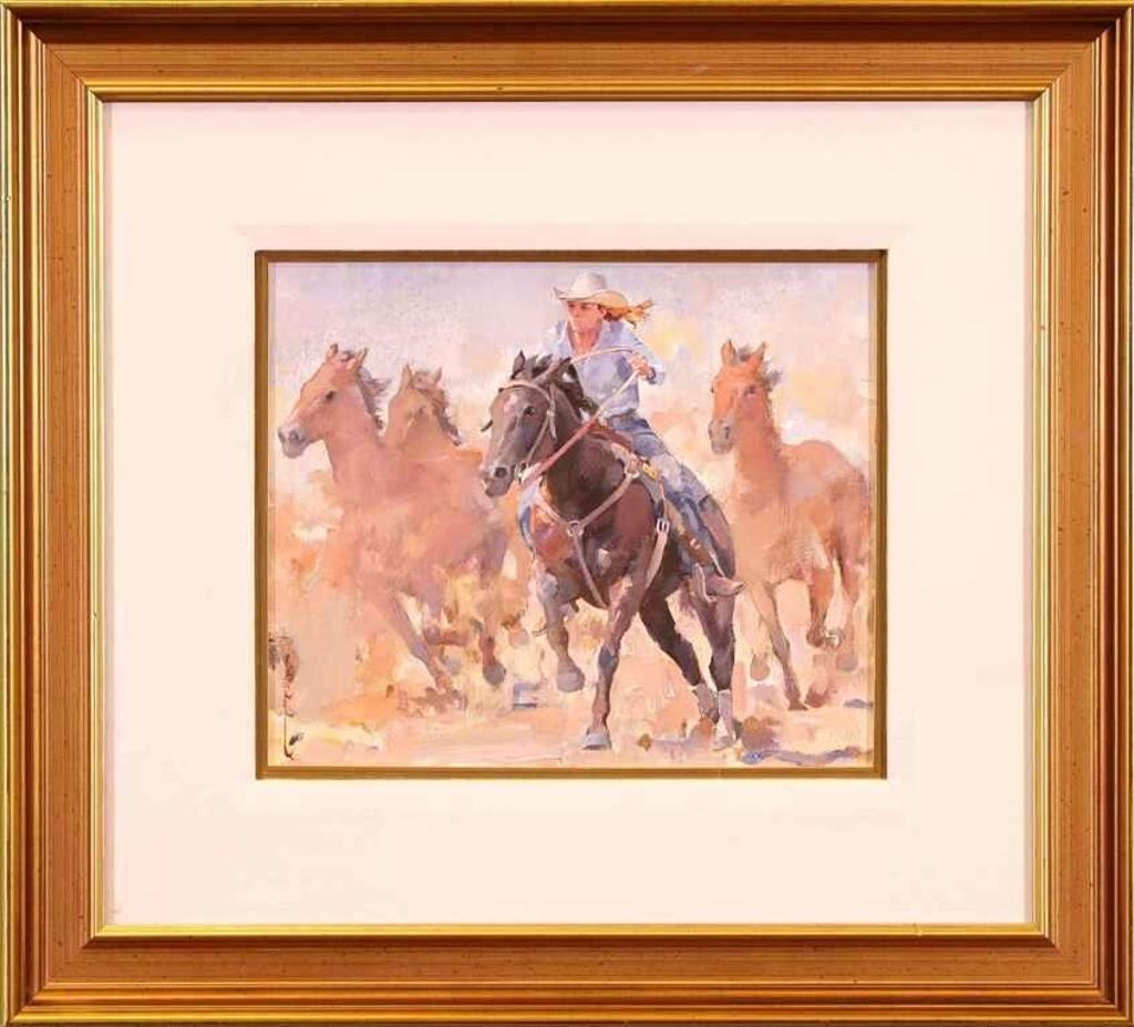 Enkhbold Dambadarjaa (1966) - Cowgirl with Horses; 2020