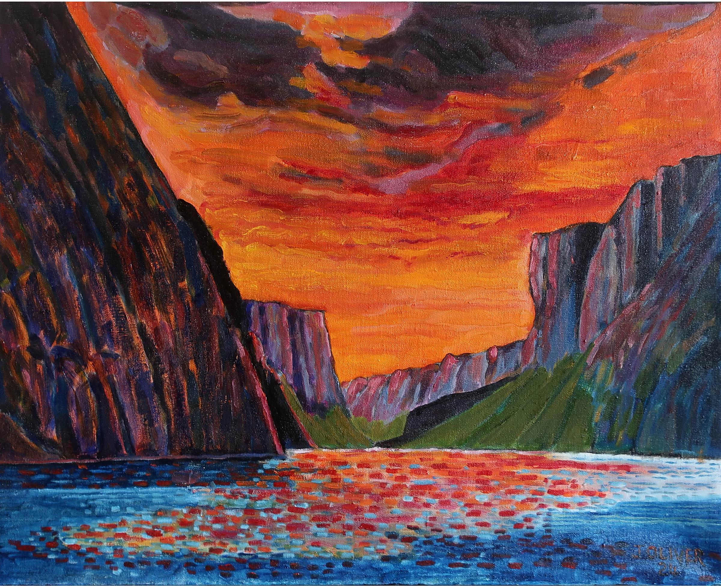 John Oliver (1939) - Sun Setting - Western Brook Pond, Gros Morne N.P., Nfld