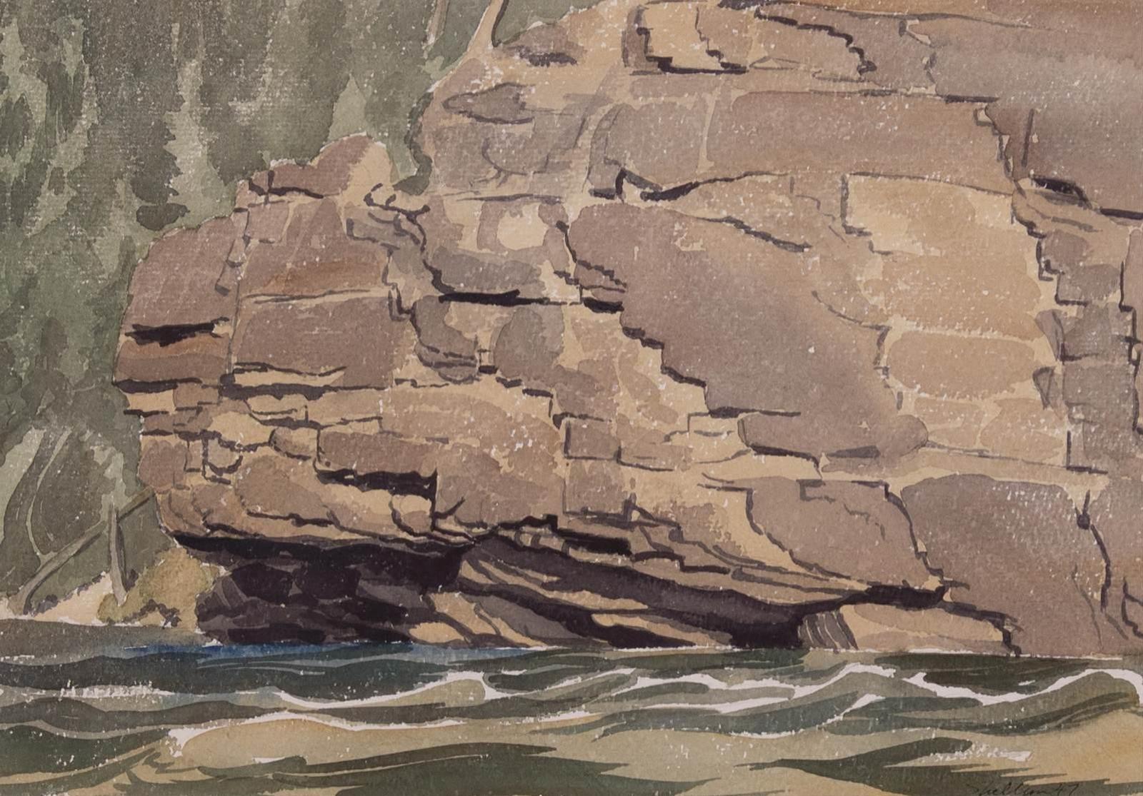 Margaret Dorothy Shelton (1915-1984) - Rock Face And River ; 1947