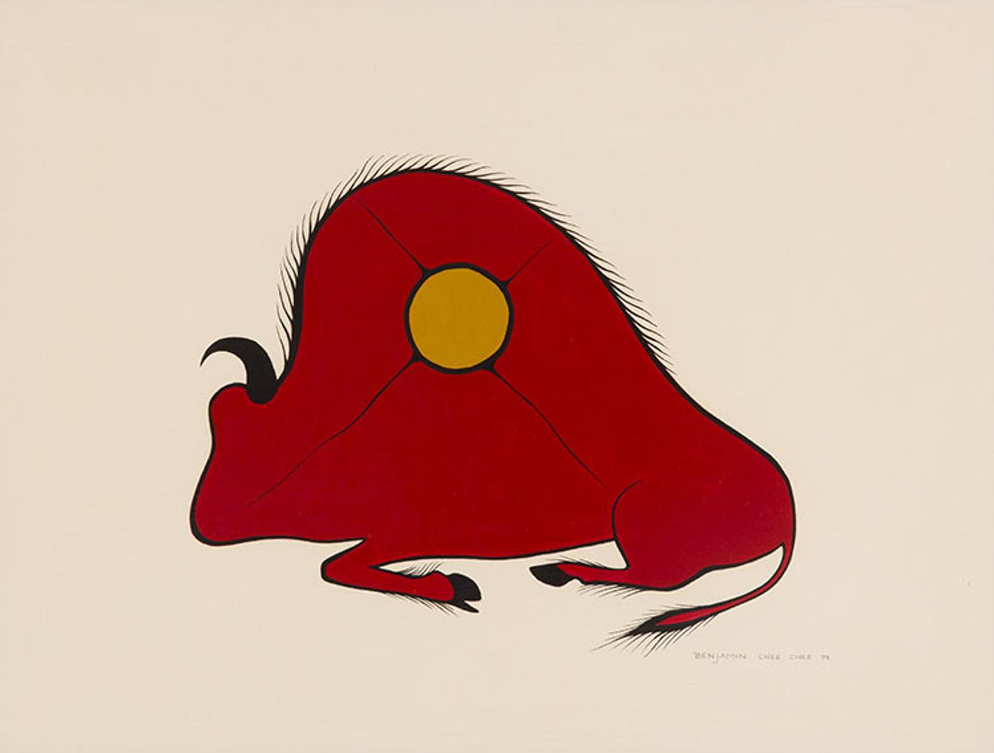 Benjamin Chee Chee (1944-1977) - Red Buffalo