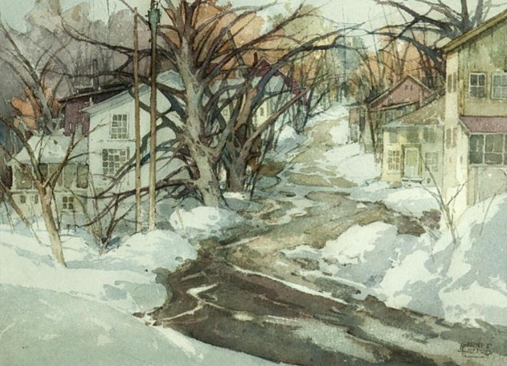 Garnet Hazard (1903-1987) - Village In Autumn; Road Through Town, Winter