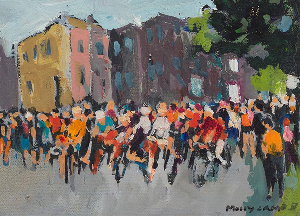 Molly Joan Lamb Bobak (1922-2014) - Street Scene with Cyclists