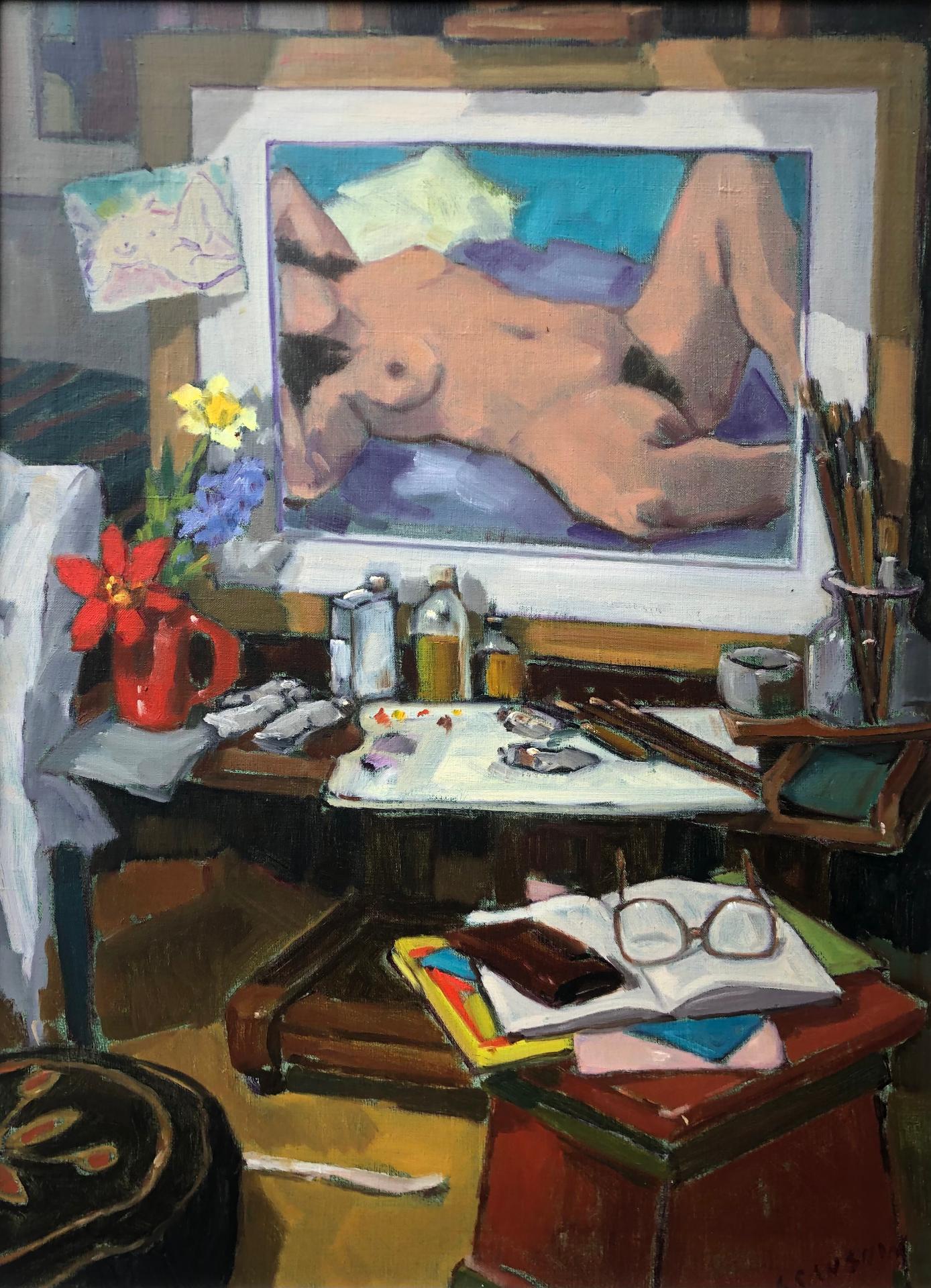 Helmut Gransow (1921-2012) - Studio Still Life with Nude Painting, 1982
