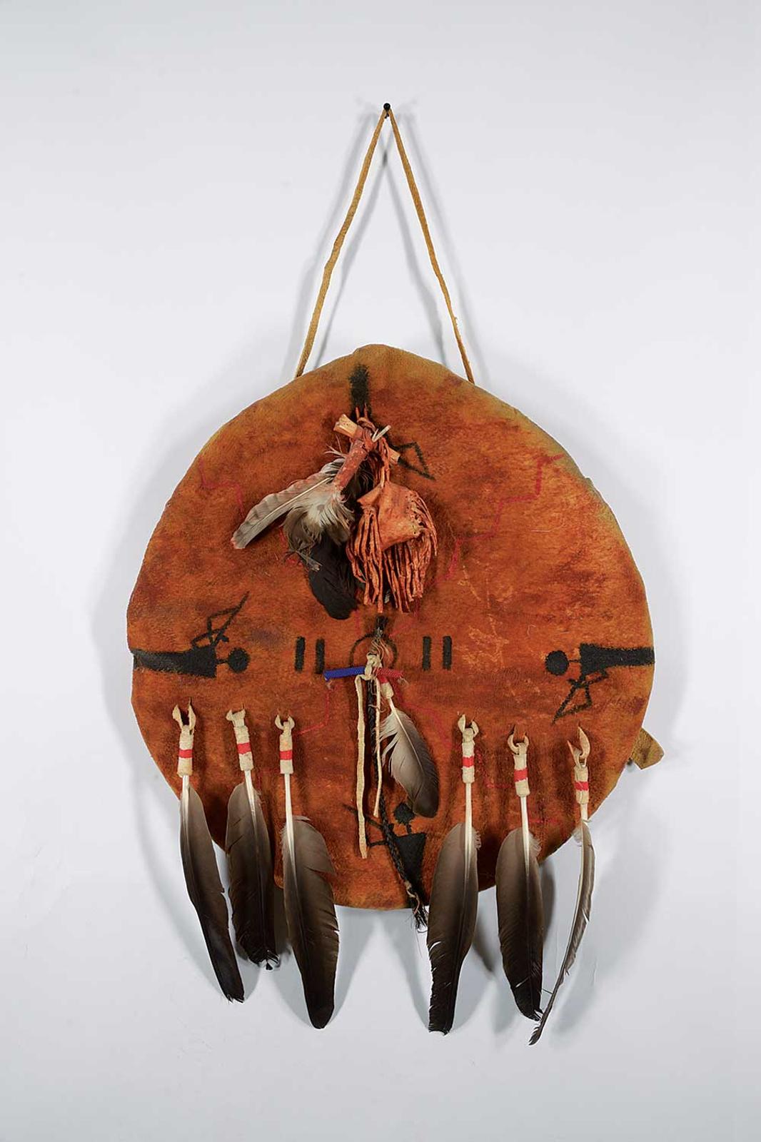 First Nations Basket School - Untitled - Decorative Shield with Hunters
