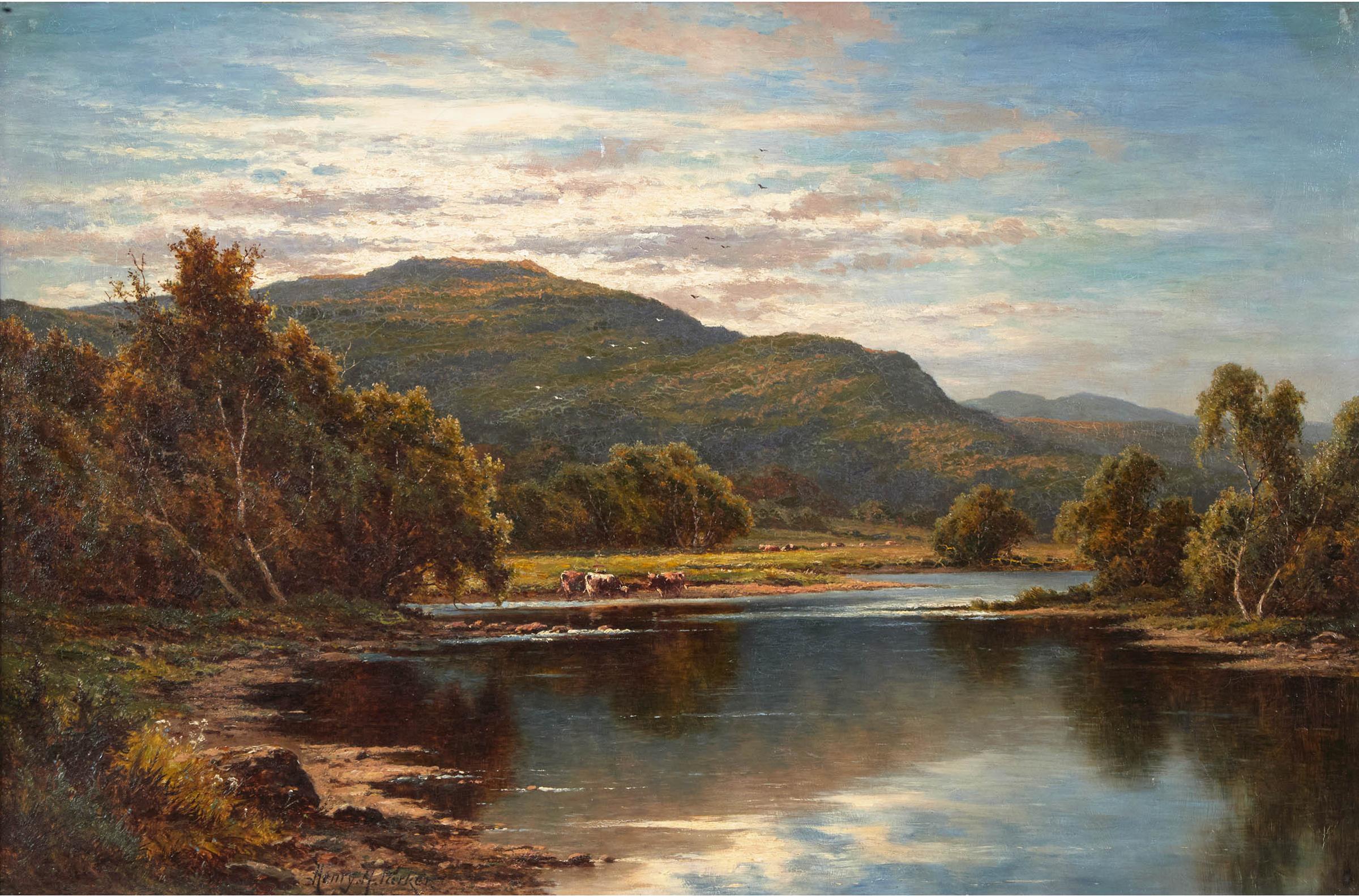 Henry Deacon Hillier (1858-1930) - A Silvery River, The River  Conway, North Wales