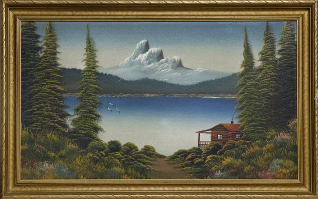 Levine Flexhaug (1918-1974) - Untitled - Cabin by the Lake