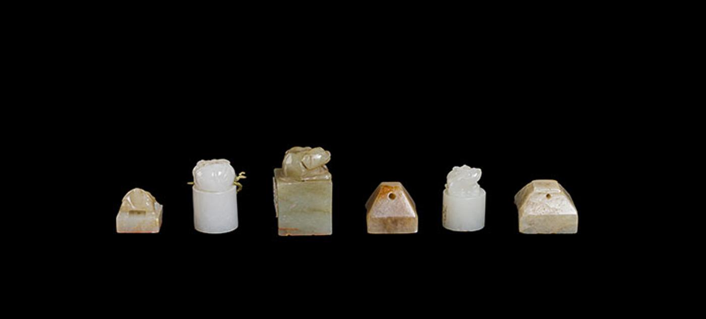 Chinese Art - A Group of Six Chinese Jade Carved Miniature Seals, 19th/20th Century
