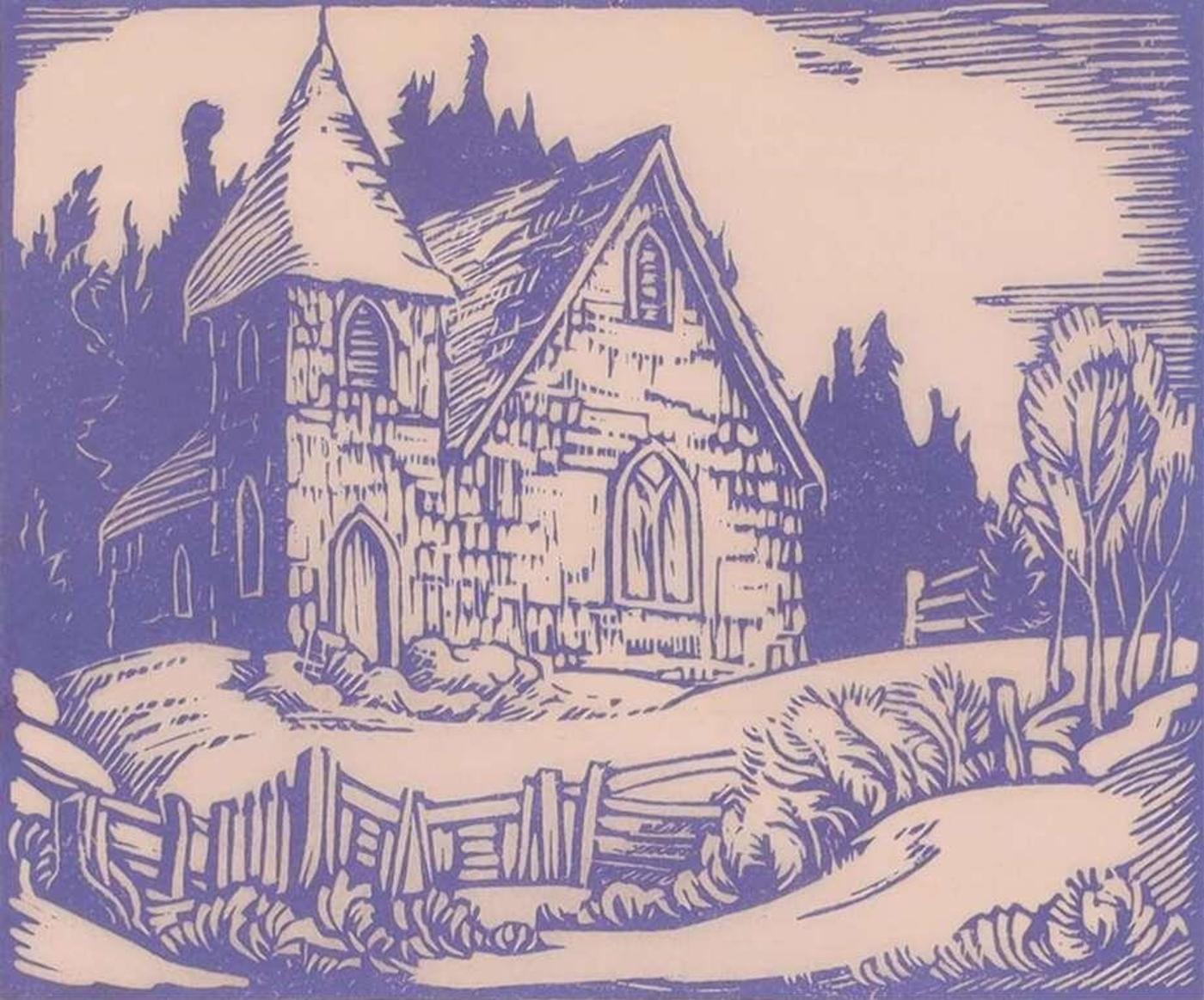 Margaret Dorothy Shelton (1915-1984) - Church At Monte Creek, B.C.; 1971