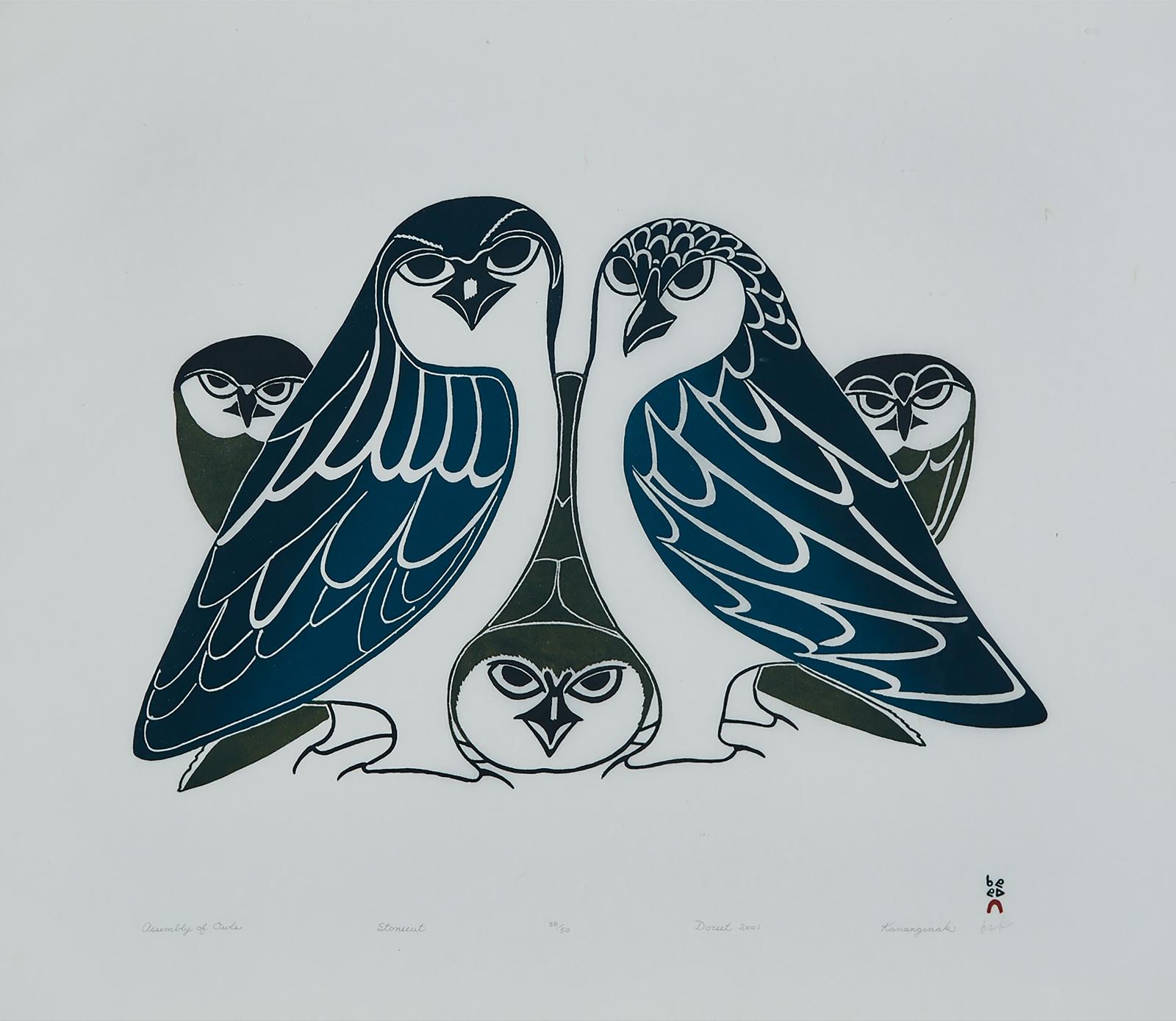 Kananginak Pootoogook (1935-2010) - Assembly Of Owls