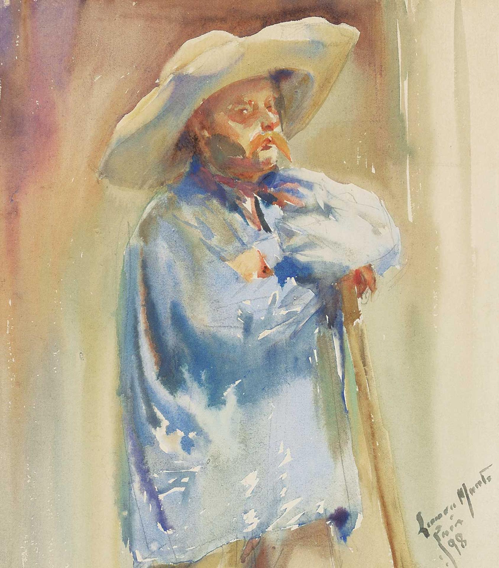 Laura Adelaine Muntz Lyall (1860-1930) - Untitled - Portrait of a Paris Workman