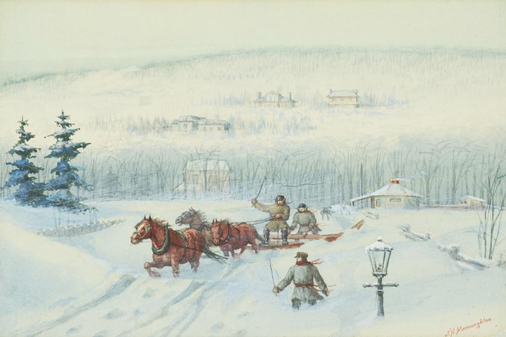 John H. Macnaughton (1876-1899) - Snow Plow, Greene Avenue, Montreal; Delivering Milk, Dorchester St., Westmount, Montreal