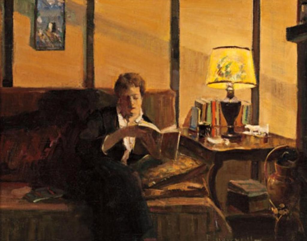 Franklin Peleg Brownell (1857-1946) - Reading by Lamplight