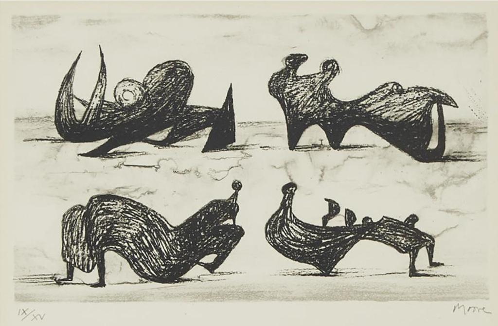 Henry Spencer Moore (1898-1986) - Four Silhouette Figures, 1973 [cramer, 283]