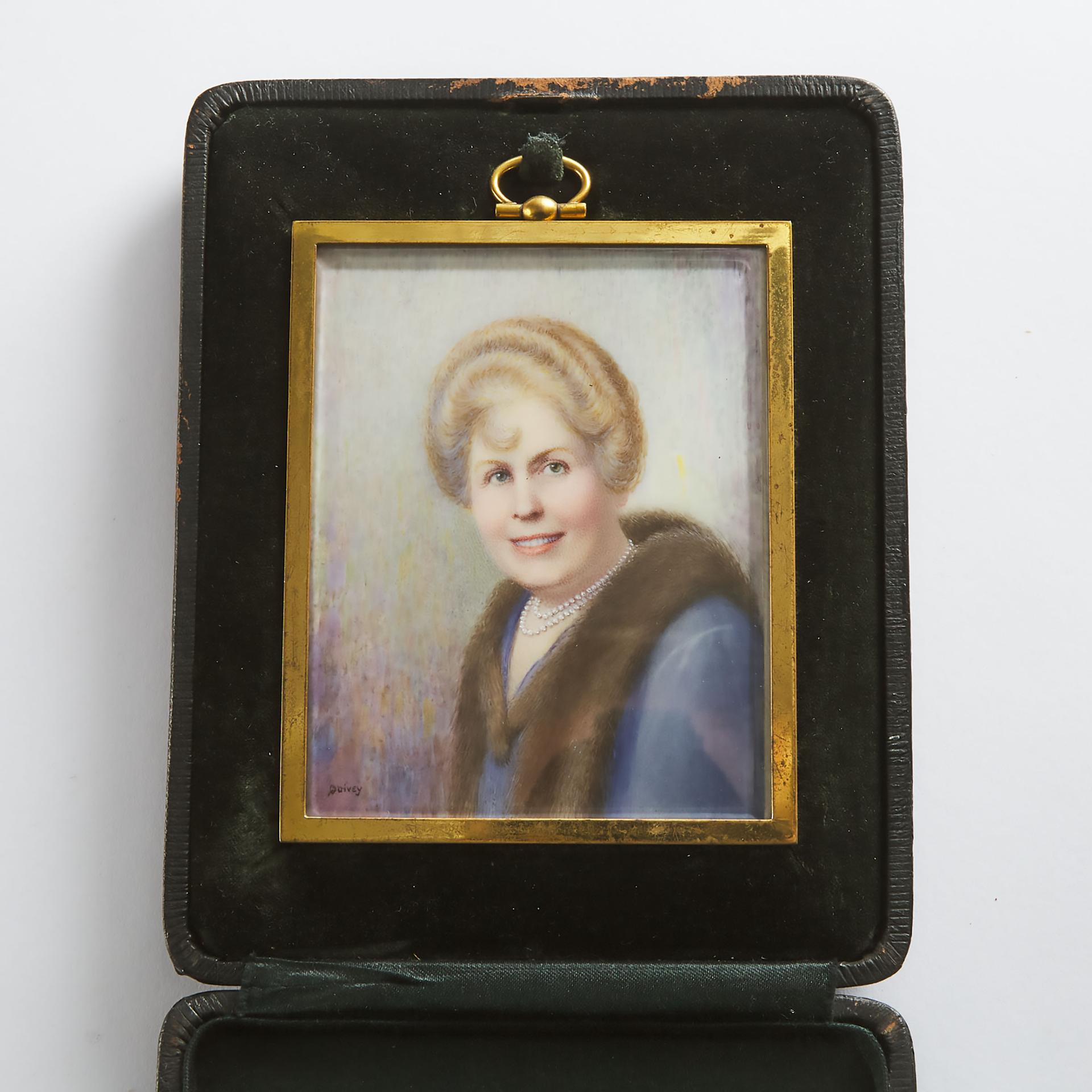 Claude E. Quivey - Portrait Miniature Of A Lady
