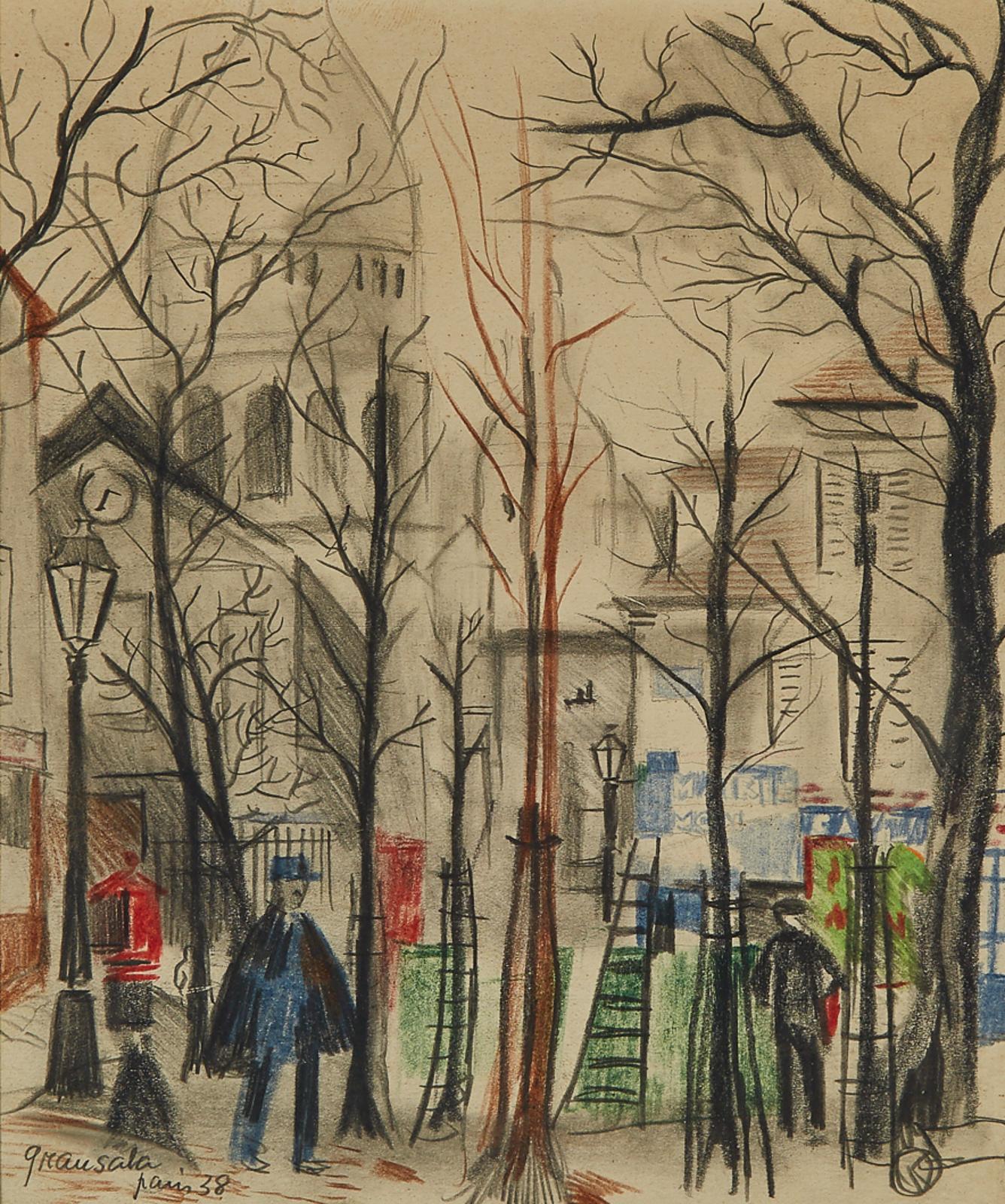 Emile Grau Sala (1911-1975) - Street Scene, Paris, 1938