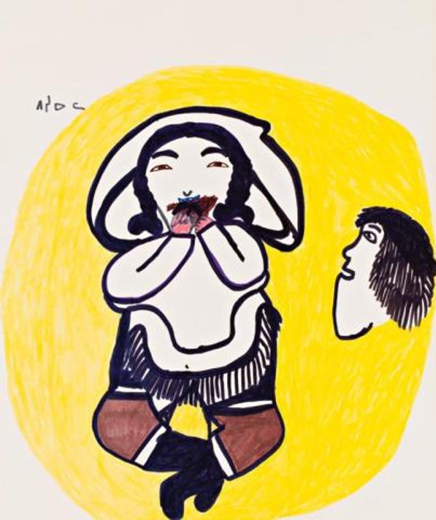 Pitseolak Ashoona (1904-1983) - Untitled (Man Watching a Woman Eat), ca. 1971-73