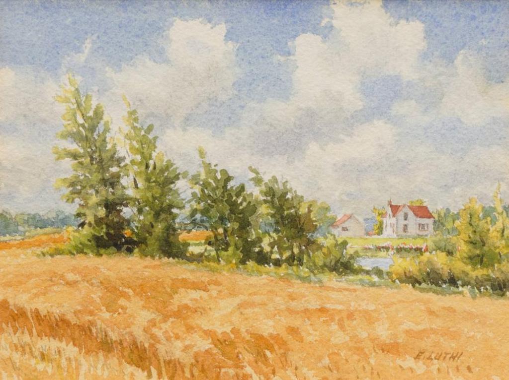 Ernest (Ernie) Luthi (1906-1983) - Untitled - House and Slough at Harvest