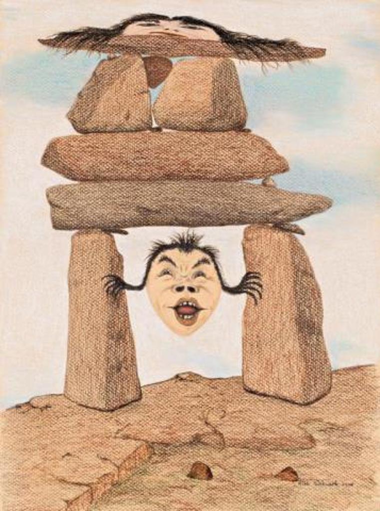 Nick Sikkuark (1943-2013) - Untitled (Inukshuk and Spirit Faces)