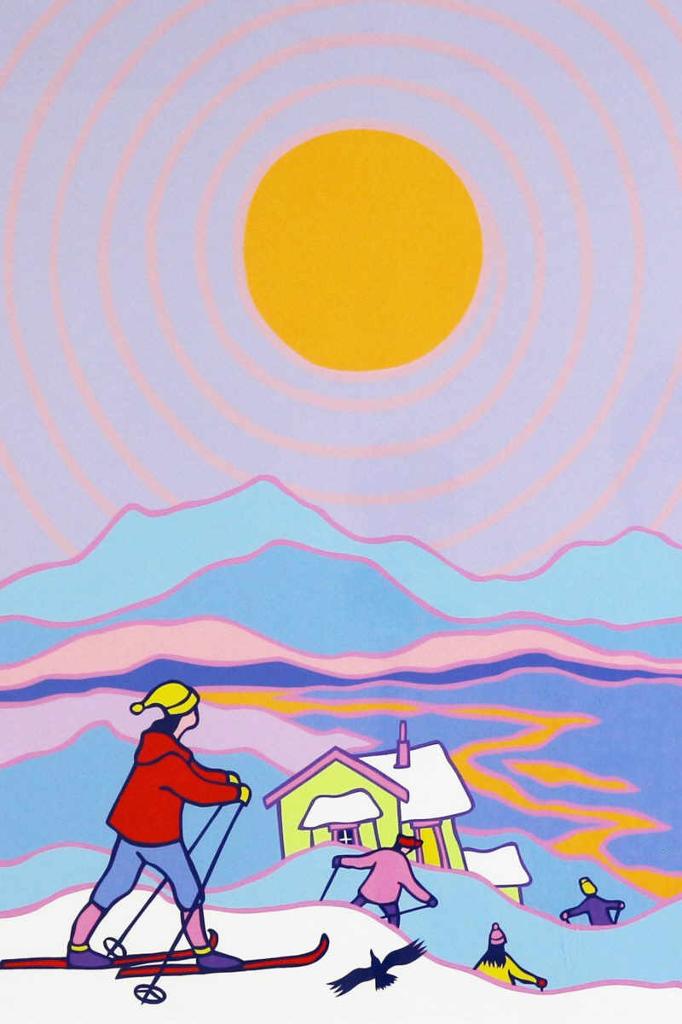 Ted Harrison (1926-2015) - SKIERS; 1988