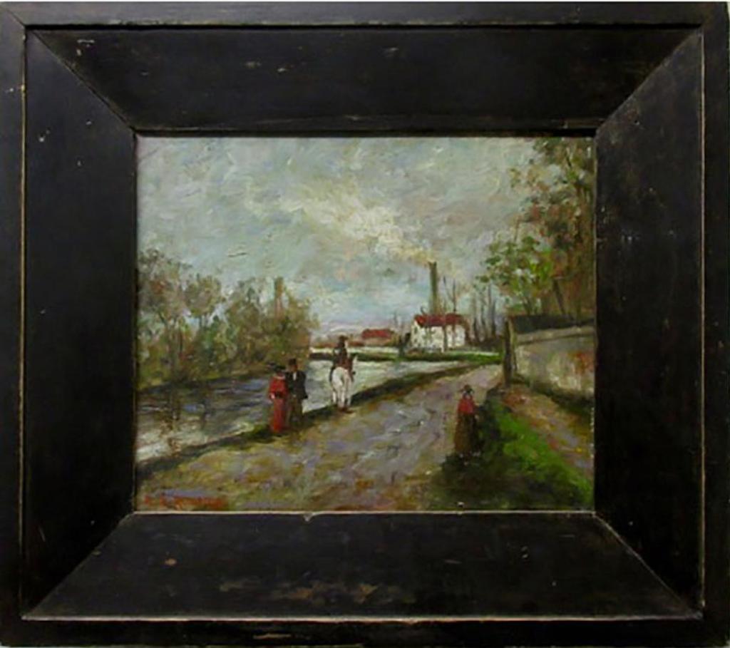 Arthur Dominique Rozaire (1879-1922) - Untitled (Figures Along Canal)