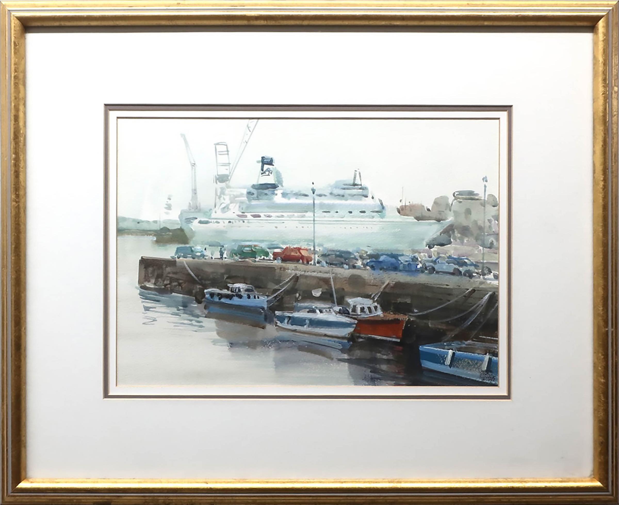 Peter Etril Snyder (1944-2017) - Dock At Falmouth With Island Princess