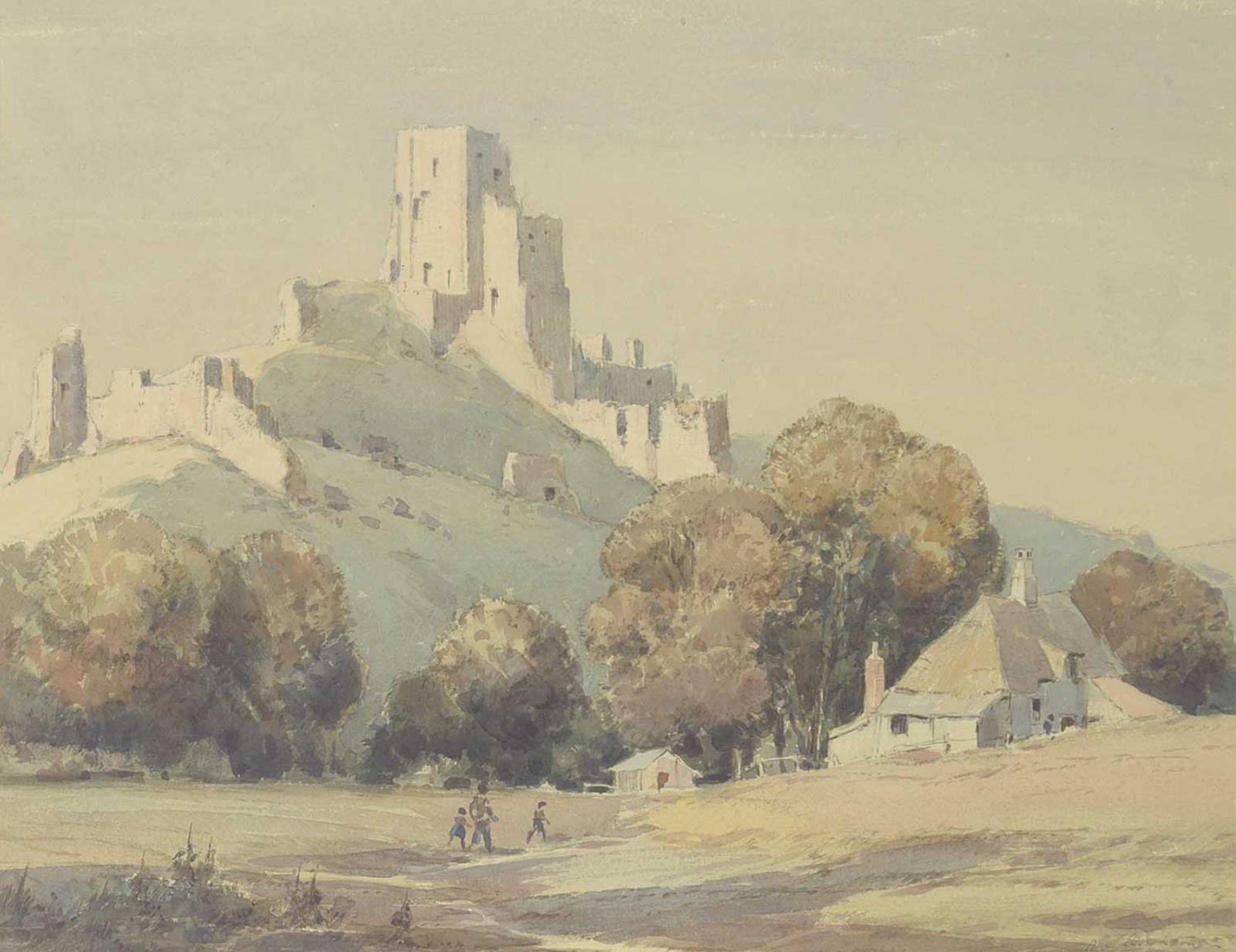 Alfred Crocker Leighton (1901-1965) - Corfe Castle and Farm, Dorset, England