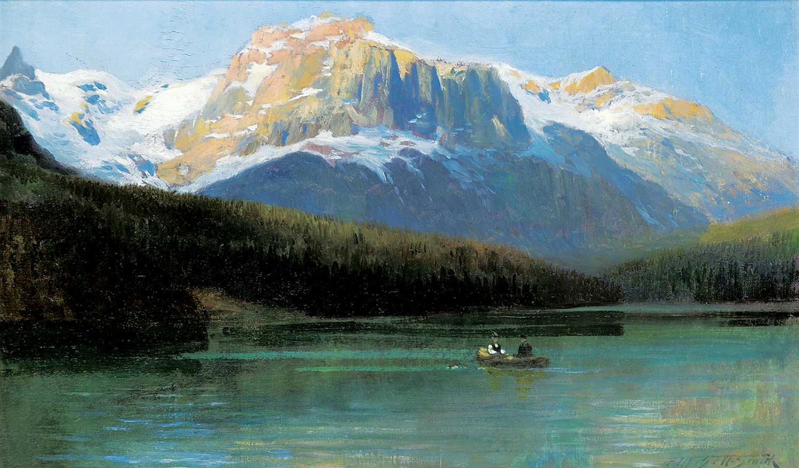Frederic Martlett Bell-Smith (1846-1923) - Canoeing on Emerald Lake