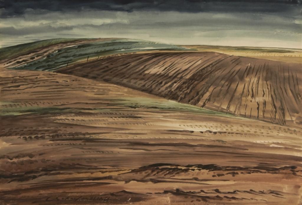 Carl Fellman Schaefer (1903-1995) - Plowed Fields, October 1964